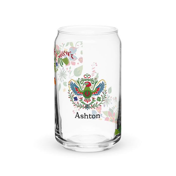 Ashton Exclusive Name Art Piece Can - Shaped Glass Home Office Work Mexican Spanish Pride Gift Cup One - Of - A - Kind Calligraphy Glass | A12 - Mexicada