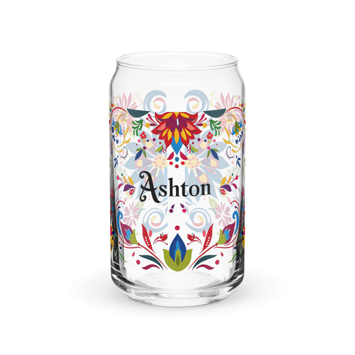 Ashton Exclusive Name Art Piece Can - Shaped Glass Home Office Work Mexican Spanish Pride Gift Cup One - Of - A - Kind Calligraphy Glass | A13 - Mexicada