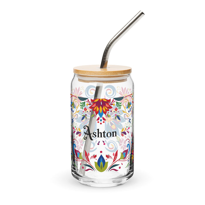 Ashton Exclusive Name Art Piece Can - Shaped Glass Home Office Work Mexican Spanish Pride Gift Cup One - Of - A - Kind Calligraphy Glass | A13 - Mexicada