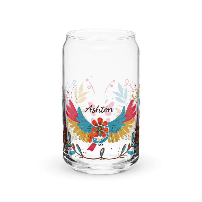 Ashton Exclusive Name Art Piece Can - Shaped Glass Home Office Work Mexican Spanish Pride Gift Cup One - Of - A - Kind Calligraphy Glass | A15 - Mexicada