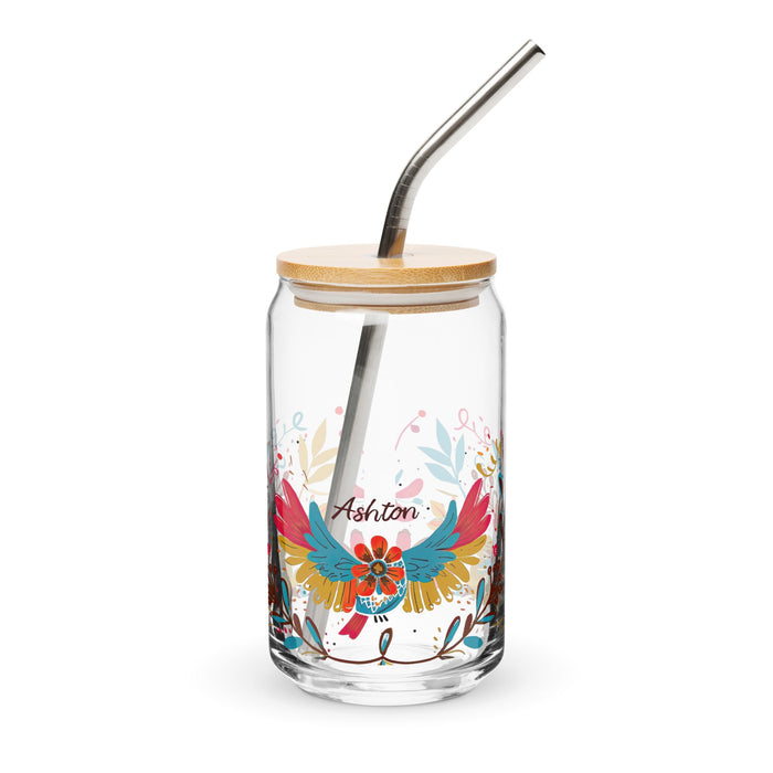 Ashton Exclusive Name Art Piece Can - Shaped Glass Home Office Work Mexican Spanish Pride Gift Cup One - Of - A - Kind Calligraphy Glass | A15 - Mexicada