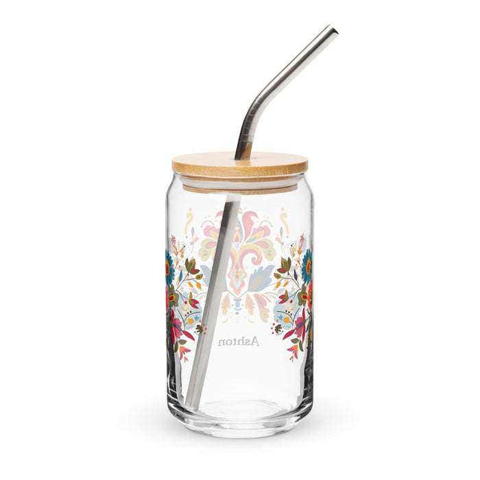 Ashton Exclusive Name Art Piece Can-Shaped Glass Home Office Work Mexican Spanish Pride Gift Cup One-Of-A-Kind Calligraphy Glass | A16 Mexicada