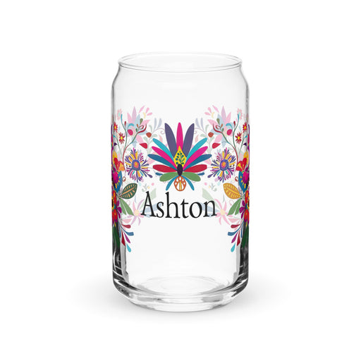 Ashton Exclusive Name Art Piece Can - Shaped Glass Home Office Work Mexican Spanish Pride Gift Cup One - Of - A - Kind Calligraphy Glass | A18 - Mexicada