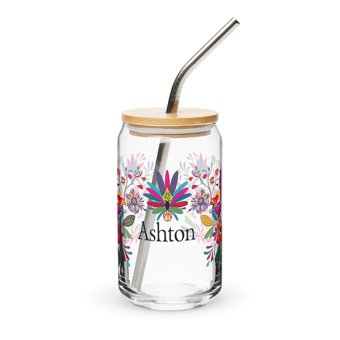 Ashton Exclusive Name Art Piece Can - Shaped Glass Home Office Work Mexican Spanish Pride Gift Cup One - Of - A - Kind Calligraphy Glass | A18 - Mexicada