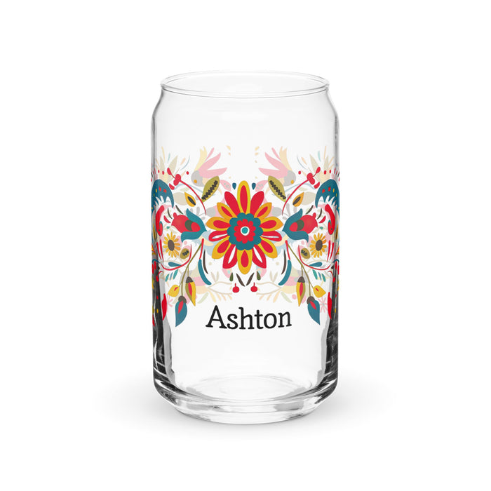 Ashton Exclusive Name Art Piece Can - Shaped Glass Home Office Work Mexican Spanish Pride Gift Cup One - Of - A - Kind Calligraphy Glass | A19 - Mexicada