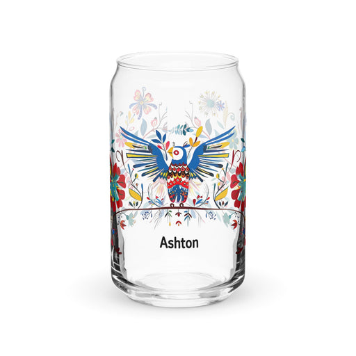 Ashton Exclusive Name Art Piece Can - Shaped Glass Home Office Work Mexican Spanish Pride Gift Cup One - Of - A - Kind Calligraphy Glass | A2 - Mexicada