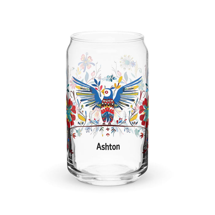 Ashton Exclusive Name Art Piece Can-Shaped Glass Home Office Work Mexican Spanish Pride Gift Cup One-Of-A-Kind Calligraphy Glass | A2 Mexicada 16 oz