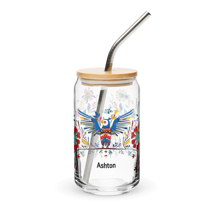 Ashton Exclusive Name Art Piece Can-Shaped Glass Home Office Work Mexican Spanish Pride Gift Cup One-Of-A-Kind Calligraphy Glass | A2 Mexicada 16 oz With Lid & Straw