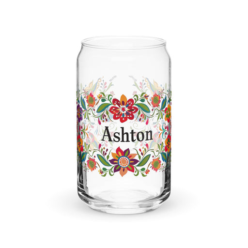 Ashton Exclusive Name Art Piece Can - Shaped Glass Home Office Work Mexican Spanish Pride Gift Cup One - Of - A - Kind Calligraphy Glass | A21 - Mexicada