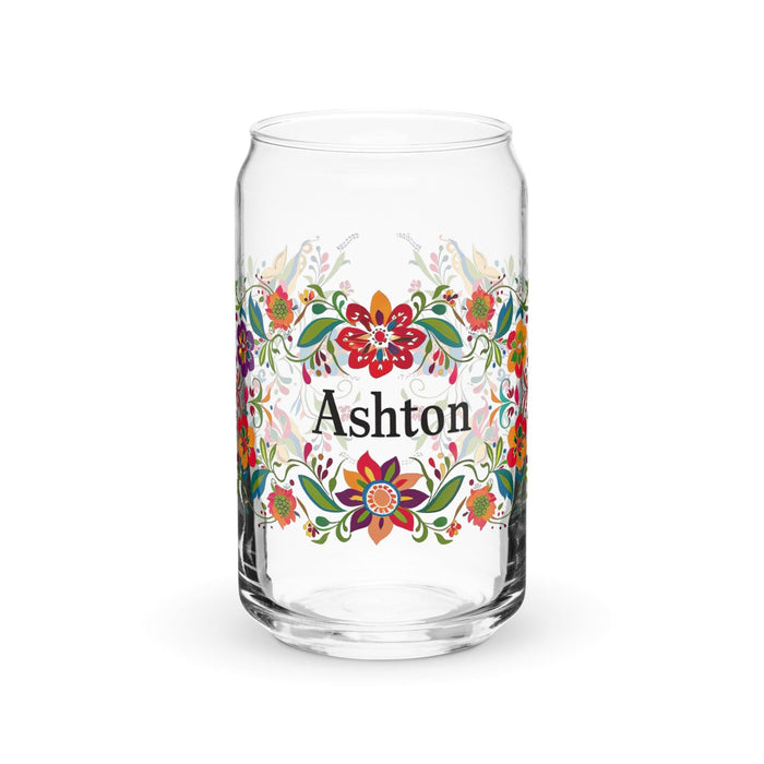 Ashton Exclusive Name Art Piece Can-Shaped Glass Home Office Work Mexican Spanish Pride Gift Cup One-Of-A-Kind Calligraphy Glass | A21 Mexicada 16 oz