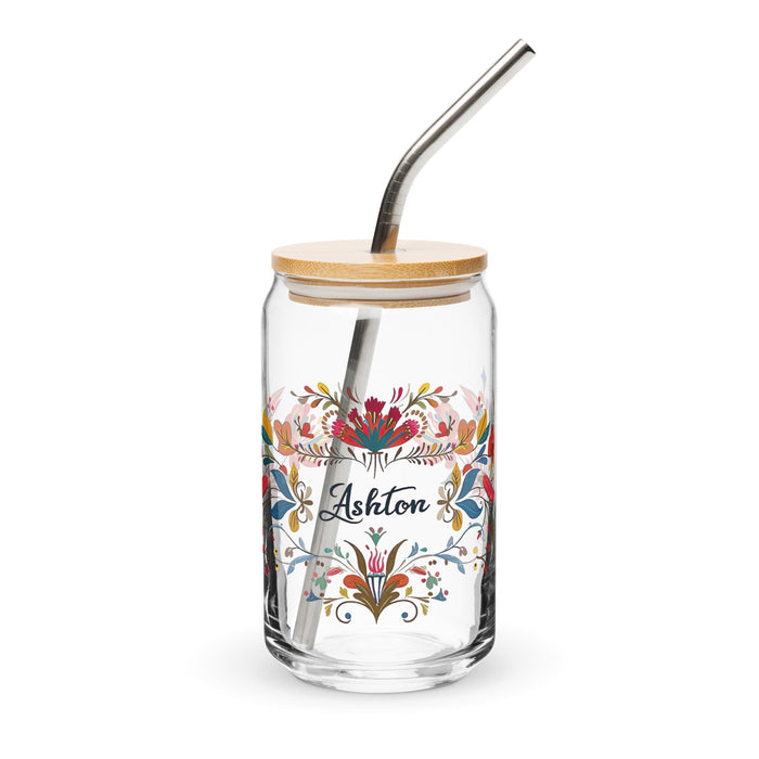 Ashton Exclusive Name Art Piece Can - Shaped Glass Home Office Work Mexican Spanish Pride Gift Cup One - Of - A - Kind Calligraphy Glass | A22 - Mexicada