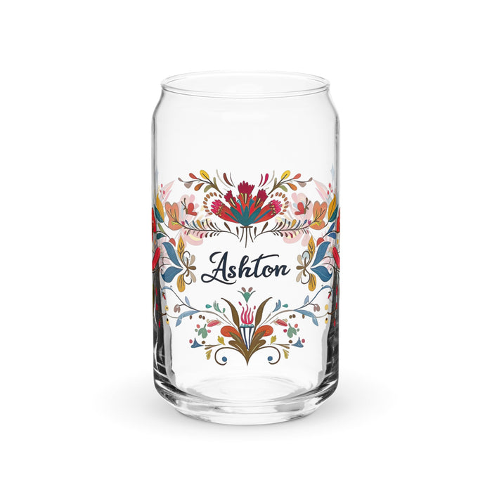 Ashton Exclusive Name Art Piece Can - Shaped Glass Home Office Work Mexican Spanish Pride Gift Cup One - Of - A - Kind Calligraphy Glass | A22 - Mexicada