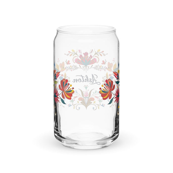 Ashton Exclusive Name Art Piece Can - Shaped Glass Home Office Work Mexican Spanish Pride Gift Cup One - Of - A - Kind Calligraphy Glass | A22 - Mexicada