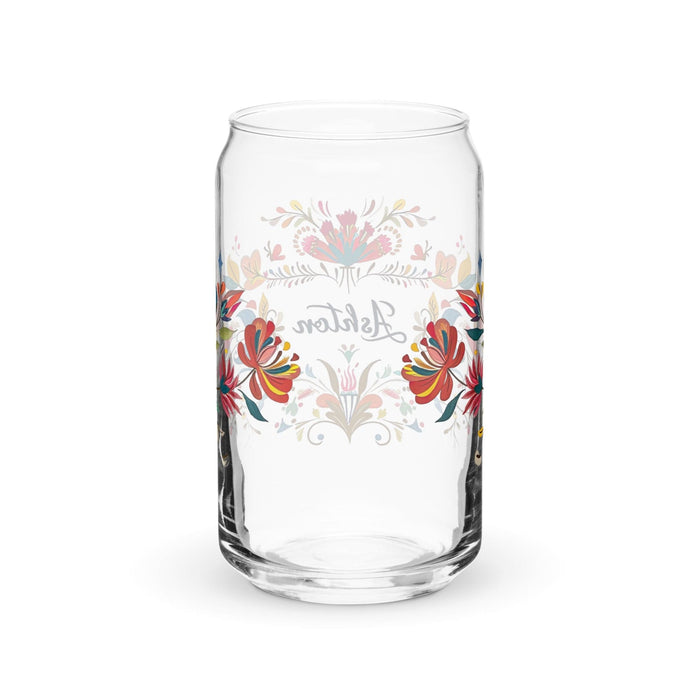 Ashton Exclusive Name Art Piece Can-Shaped Glass Home Office Work Mexican Spanish Pride Gift Cup One-Of-A-Kind Calligraphy Glass | A22 Mexicada