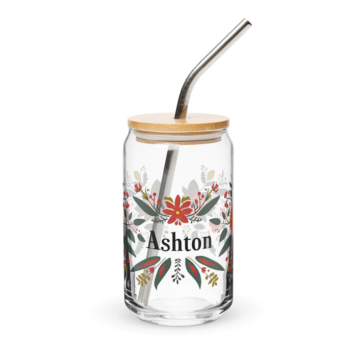 Ashton Exclusive Name Art Piece Can - Shaped Glass Home Office Work Mexican Spanish Pride Gift Cup One - Of - A - Kind Calligraphy Glass | A23 - Mexicada