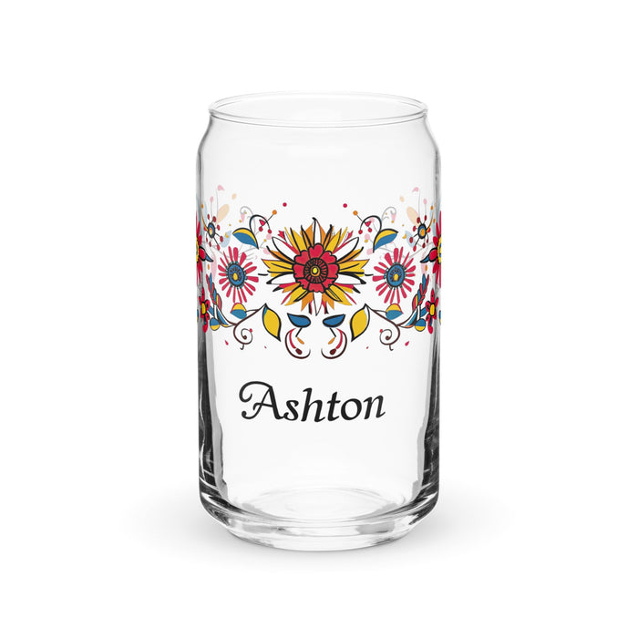 Ashton Exclusive Name Art Piece Can - Shaped Glass Home Office Work Mexican Spanish Pride Gift Cup One - Of - A - Kind Calligraphy Glass | A24 - Mexicada