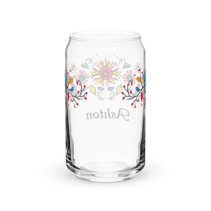 Ashton Exclusive Name Art Piece Can-Shaped Glass Home Office Work Mexican Spanish Pride Gift Cup One-Of-A-Kind Calligraphy Glass | A24 Mexicada