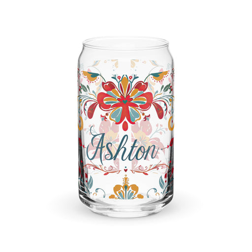 Ashton Exclusive Name Art Piece Can - Shaped Glass Home Office Work Mexican Spanish Pride Gift Cup One - Of - A - Kind Calligraphy Glass | A25 - Mexicada