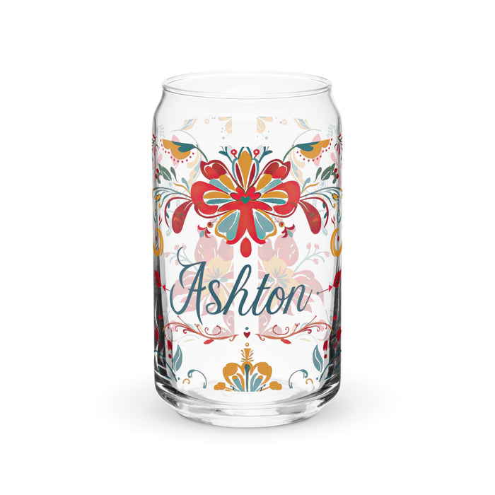 Ashton Exclusive Name Art Piece Can - Shaped Glass Home Office Work Mexican Spanish Pride Gift Cup One - Of - A - Kind Calligraphy Glass | A25 - Mexicada