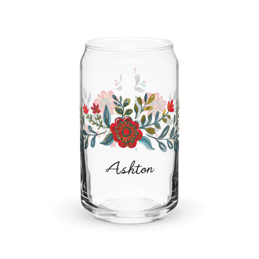 Ashton Exclusive Name Art Piece Can - Shaped Glass Home Office Work Mexican Spanish Pride Gift Cup One - Of - A - Kind Calligraphy Glass | A27 - Mexicada