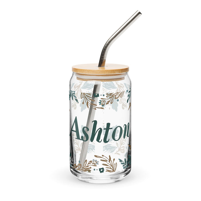 Ashton Exclusive Name Art Piece Can - Shaped Glass Home Office Work Mexican Spanish Pride Gift Cup One - Of - A - Kind Calligraphy Glass | A29 - Mexicada