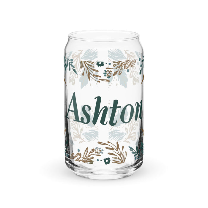 Ashton Exclusive Name Art Piece Can - Shaped Glass Home Office Work Mexican Spanish Pride Gift Cup One - Of - A - Kind Calligraphy Glass | A29 - Mexicada