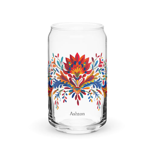 Ashton Exclusive Name Art Piece Can - Shaped Glass Home Office Work Mexican Spanish Pride Gift Cup One - Of - A - Kind Calligraphy Glass | A3 - Mexicada