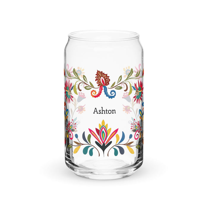 Ashton Exclusive Name Art Piece Can - Shaped Glass Home Office Work Mexican Spanish Pride Gift Cup One - Of - A - Kind Calligraphy Glass | A30 - Mexicada