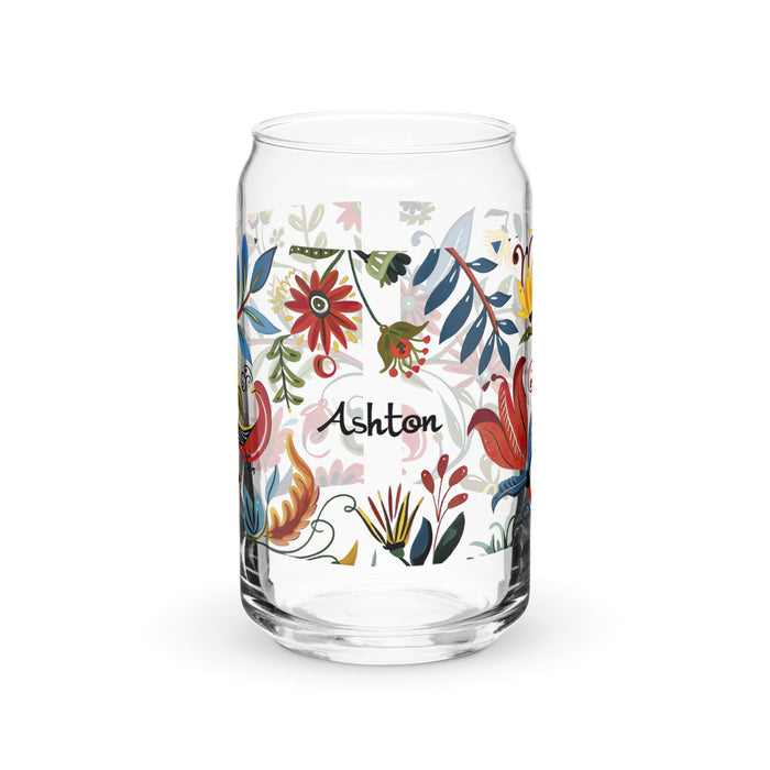 Ashton Exclusive Name Art Piece Can - Shaped Glass Home Office Work Mexican Spanish Pride Gift Cup One - Of - A - Kind Calligraphy Glass | A31 - Mexicada