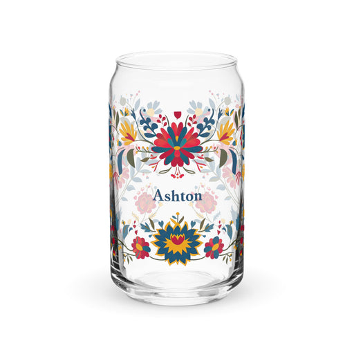 Ashton Exclusive Name Art Piece Can - Shaped Glass Home Office Work Mexican Spanish Pride Gift Cup One - Of - A - Kind Calligraphy Glass | A32 - Mexicada