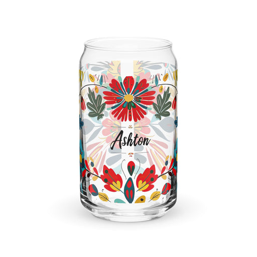 Ashton Exclusive Name Art Piece Can - Shaped Glass Home Office Work Mexican Spanish Pride Gift Cup One - Of - A - Kind Calligraphy Glass | A33 - Mexicada