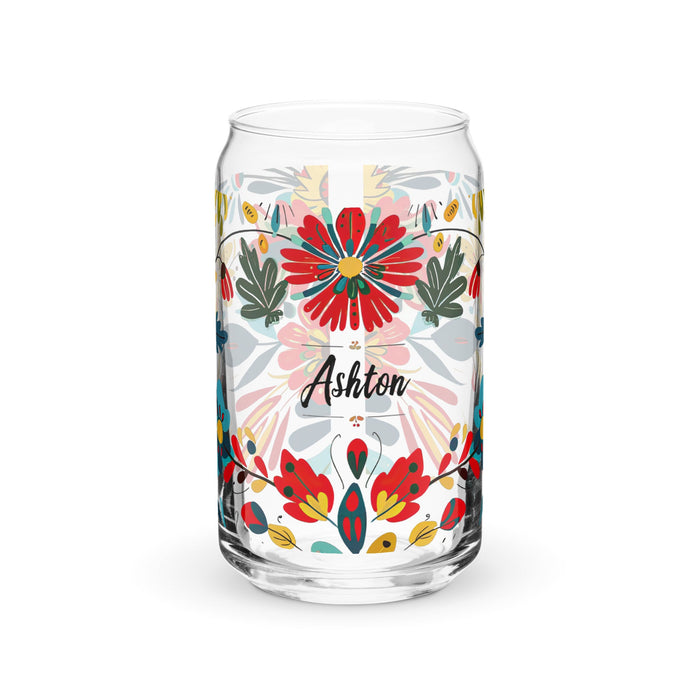 Ashton Exclusive Name Art Piece Can - Shaped Glass Home Office Work Mexican Spanish Pride Gift Cup One - Of - A - Kind Calligraphy Glass | A33 - Mexicada