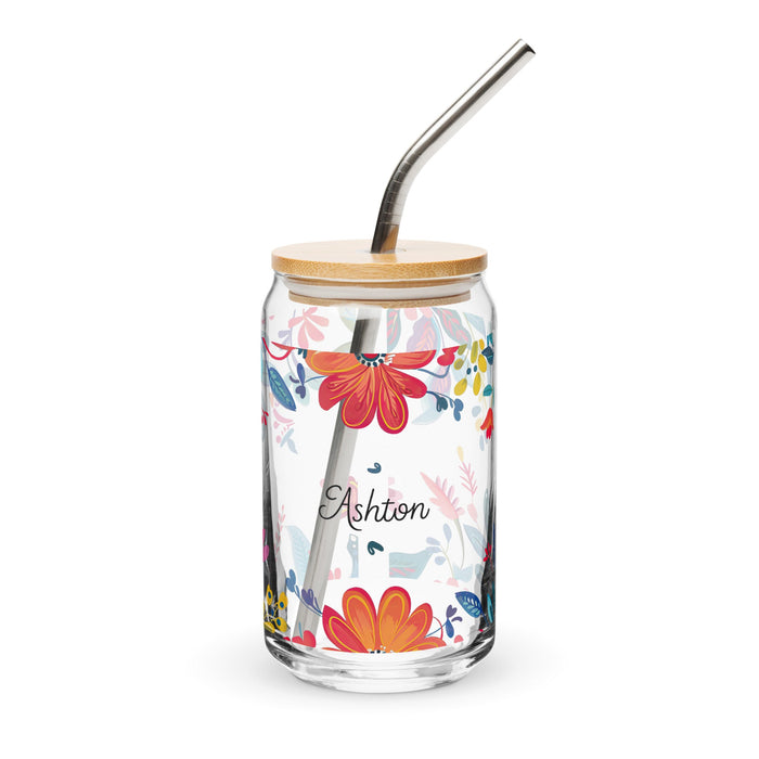 Ashton Exclusive Name Art Piece Can - Shaped Glass Home Office Work Mexican Spanish Pride Gift Cup One - Of - A - Kind Calligraphy Glass | A34 - Mexicada