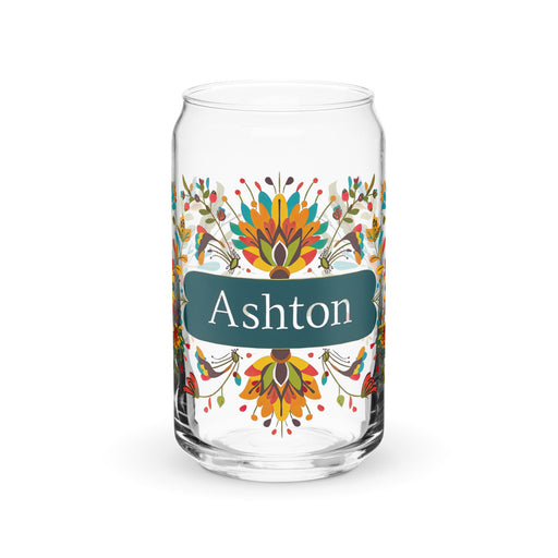 Ashton Exclusive Name Art Piece Can - Shaped Glass Home Office Work Mexican Spanish Pride Gift Cup One - Of - A - Kind Calligraphy Glass | A36 - Mexicada