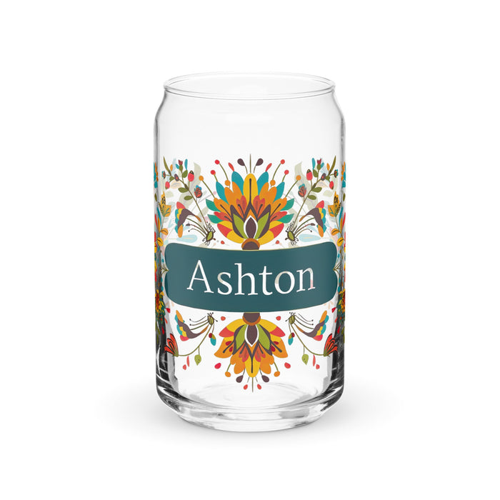 Ashton Exclusive Name Art Piece Can - Shaped Glass Home Office Work Mexican Spanish Pride Gift Cup One - Of - A - Kind Calligraphy Glass | A36 - Mexicada