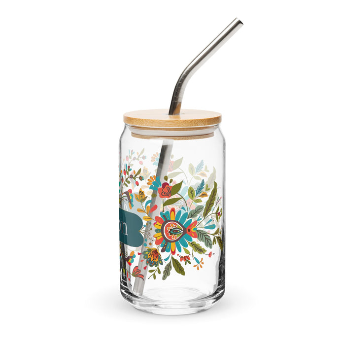 Ashton Exclusive Name Art Piece Can - Shaped Glass Home Office Work Mexican Spanish Pride Gift Cup One - Of - A - Kind Calligraphy Glass | A36 - Mexicada