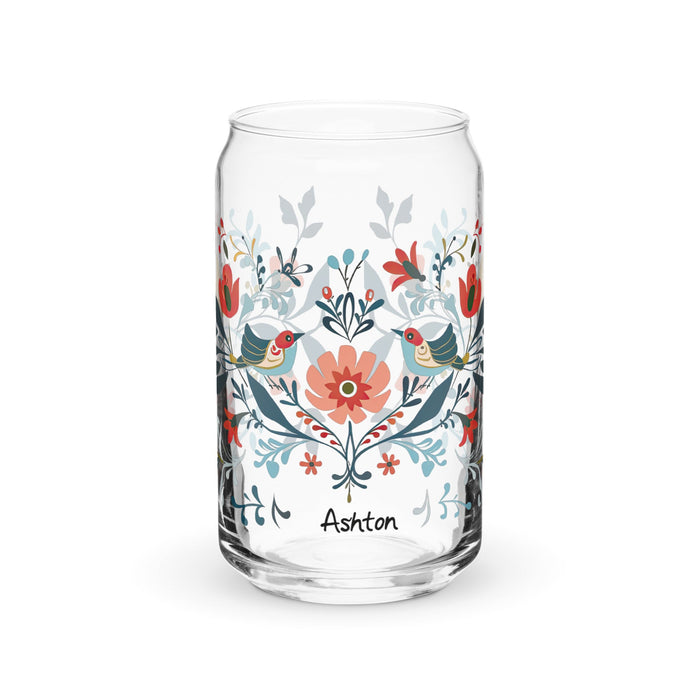 Ashton Exclusive Name Art Piece Can - Shaped Glass Home Office Work Mexican Spanish Pride Gift Cup One - Of - A - Kind Calligraphy Glass | A4 - Mexicada