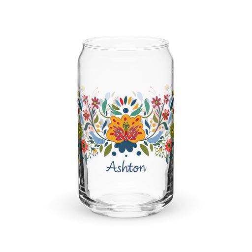 Ashton Exclusive Name Art Piece Can - Shaped Glass Home Office Work Mexican Spanish Pride Gift Cup One - Of - A - Kind Calligraphy Glass | A5 - Mexicada