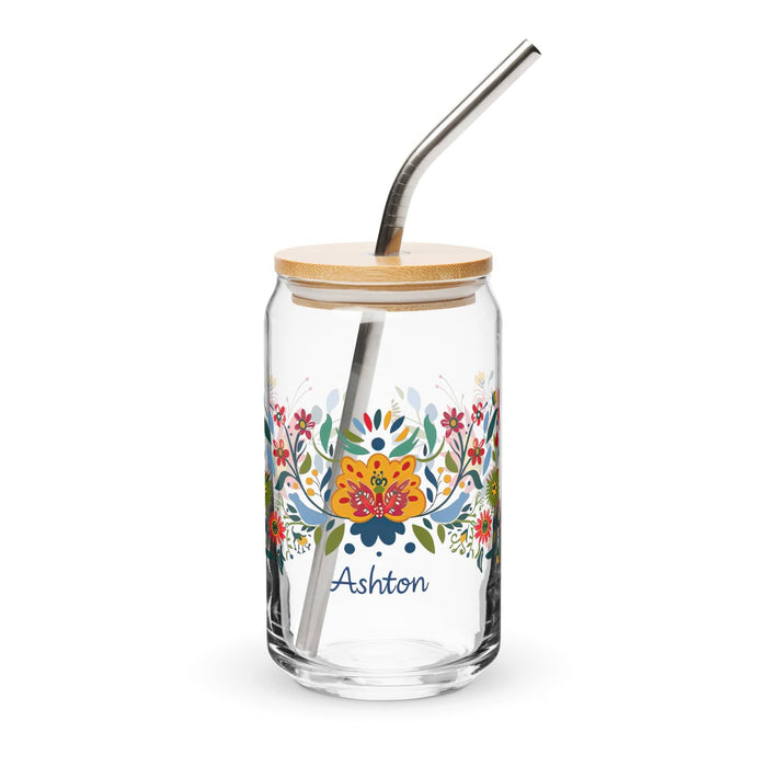 Ashton Exclusive Name Art Piece Can-Shaped Glass Home Office Work Mexican Spanish Pride Gift Cup One-Of-A-Kind Calligraphy Glass | A5 Mexicada 16 oz With Lid & Straw