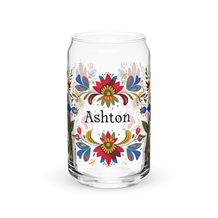 Ashton Exclusive Name Art Piece Can - Shaped Glass Home Office Work Mexican Spanish Pride Gift Cup One - Of - A - Kind Calligraphy Glass | A6 - Mexicada