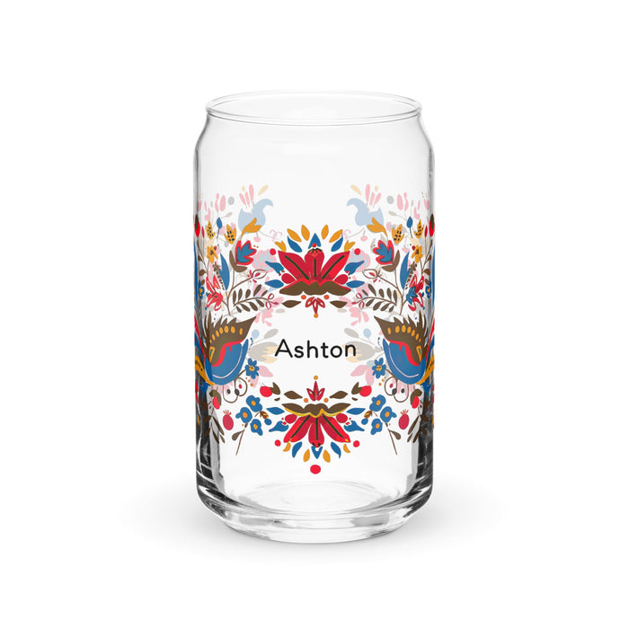 Ashton Exclusive Name Art Piece Can - Shaped Glass Home Office Work Mexican Spanish Pride Gift Cup One - Of - A - Kind Calligraphy Glass | A7 - Mexicada