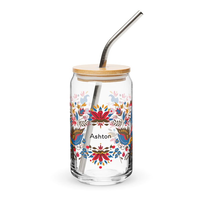 Ashton Exclusive Name Art Piece Can - Shaped Glass Home Office Work Mexican Spanish Pride Gift Cup One - Of - A - Kind Calligraphy Glass | A7 - Mexicada