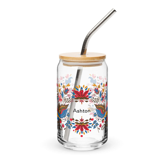 Ashton Exclusive Name Art Piece Can-Shaped Glass Home Office Work Mexican Spanish Pride Gift Cup One-Of-A-Kind Calligraphy Glass | A7 Mexicada 16 oz With Lid & Straw