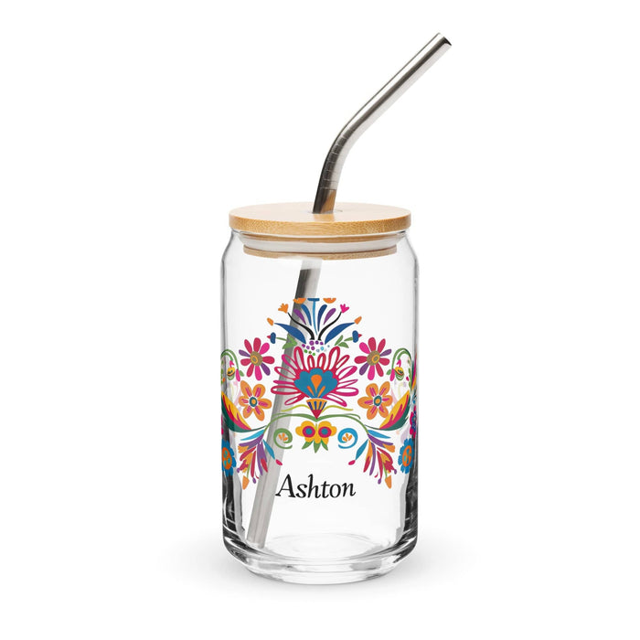 Ashton Exclusive Name Art Piece Can-Shaped Glass Home Office Work Mexican Spanish Pride Gift Cup One-Of-A-Kind Calligraphy Glass | A8 Mexicada 16 oz With Lid & Straw