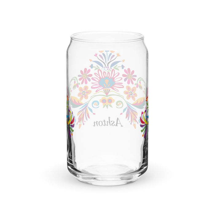 Ashton Exclusive Name Art Piece Can-Shaped Glass Home Office Work Mexican Spanish Pride Gift Cup One-Of-A-Kind Calligraphy Glass | A8 Mexicada