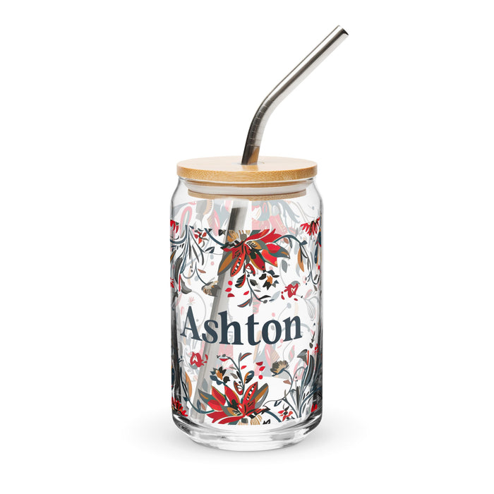 Ashton Exclusive Name Art Piece Can - Shaped Glass Home Office Work Mexican Spanish Pride Gift Cup One - Of - A - Kind Calligraphy Glass | A9 - Mexicada