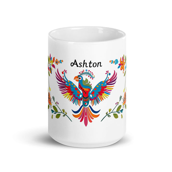 Ashton Exclusive Name Art Piece Home Office Work Coffee Mug Mexican Spanish Pride Gift Cup One - Of - A - Kind Calligraphy White Glossy Mug | A1 - Mexicada