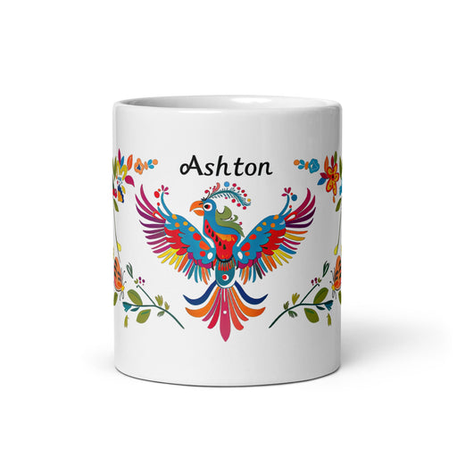 Ashton Exclusive Name Art Piece Home Office Work Coffee Mug Mexican Spanish Pride Gift Cup One - Of - A - Kind Calligraphy White Glossy Mug | A1 - Mexicada