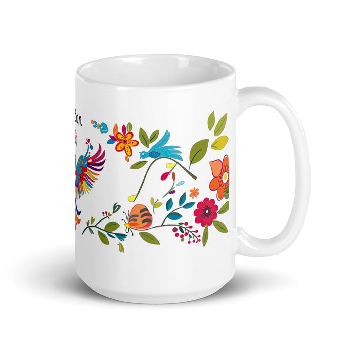 Ashton Exclusive Name Art Piece Home Office Work Coffee Mug Mexican Spanish Pride Gift Cup One-Of-A-Kind Calligraphy White Glossy Mug | A1 Mexicada 15 oz