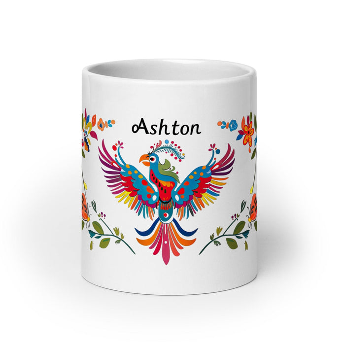 Ashton Exclusive Name Art Piece Home Office Work Coffee Mug Mexican Spanish Pride Gift Cup One-Of-A-Kind Calligraphy White Glossy Mug | A1 Mexicada